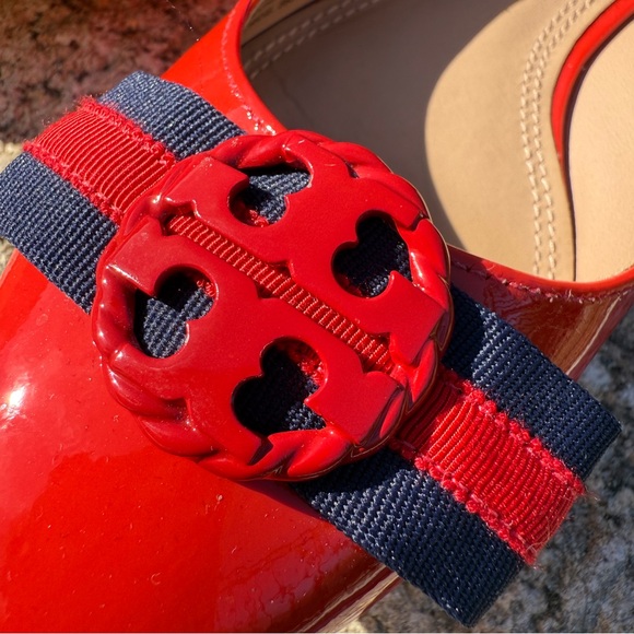 Tory Burch Maritime Women’s Ankle Wrap Ballet Flats Red Patent Leather Size 7 - Picture 12 of 12